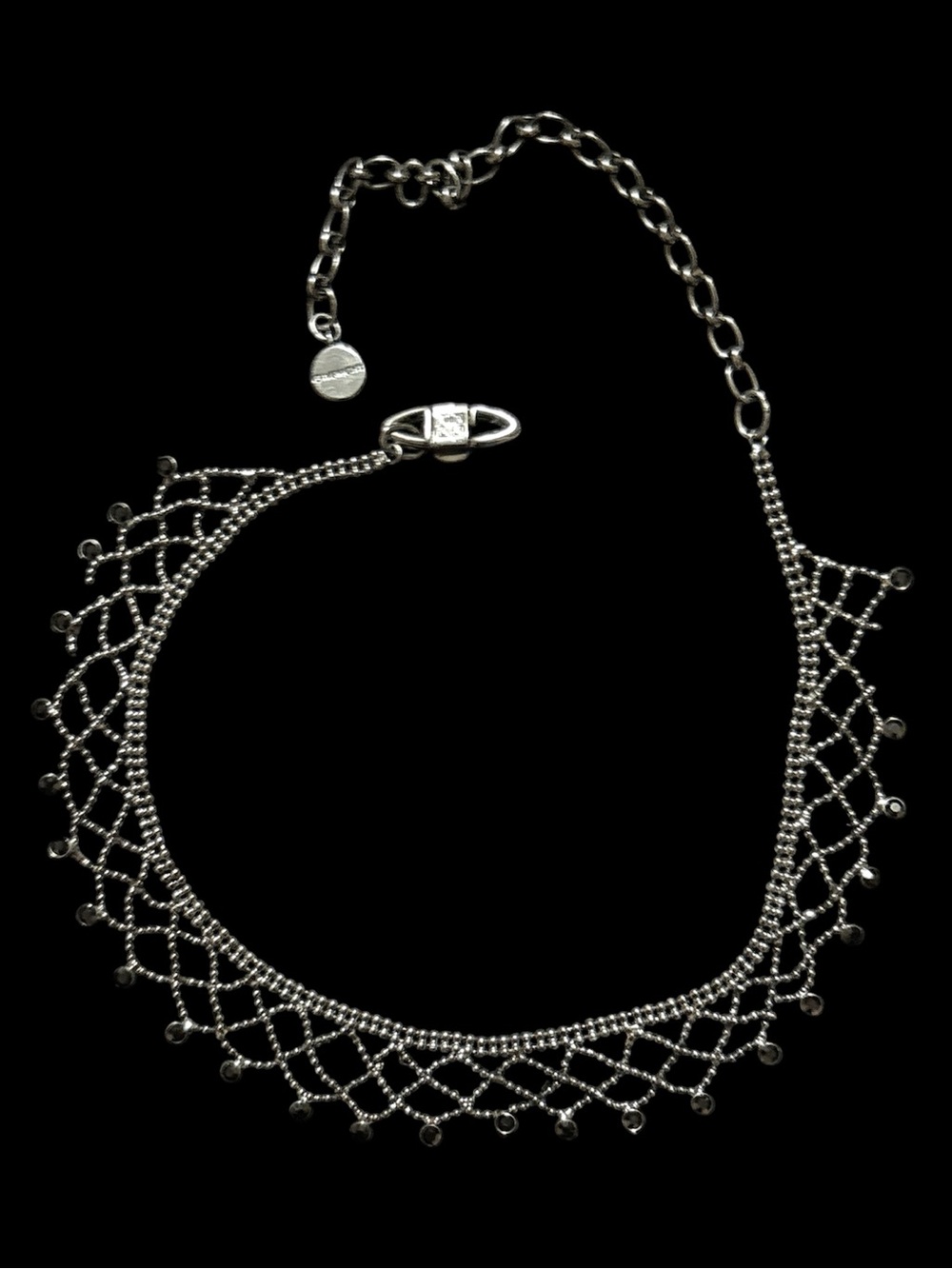 Givenchy Silver-Tone Mesh Necklace with Logo Tag